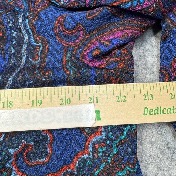 Susan Graver Cardigan Womens Plus 1X Blue Red Paisley Open Duster Stretch - Picture 9 of 10